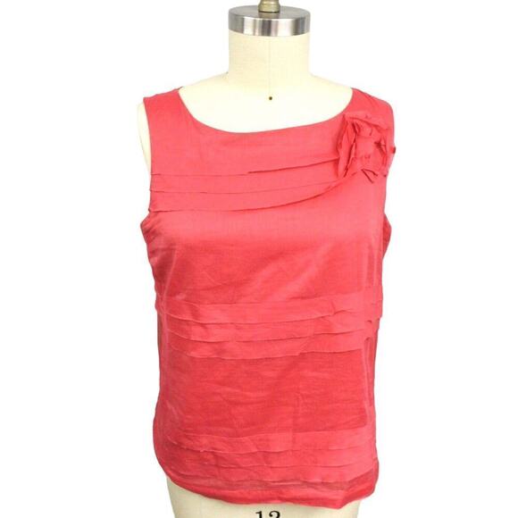 Talbots Womens 16/XL  Coral Pink Cotton Sleeveless Blouse Side Zip Ragged Edges - Picture 1 of 6